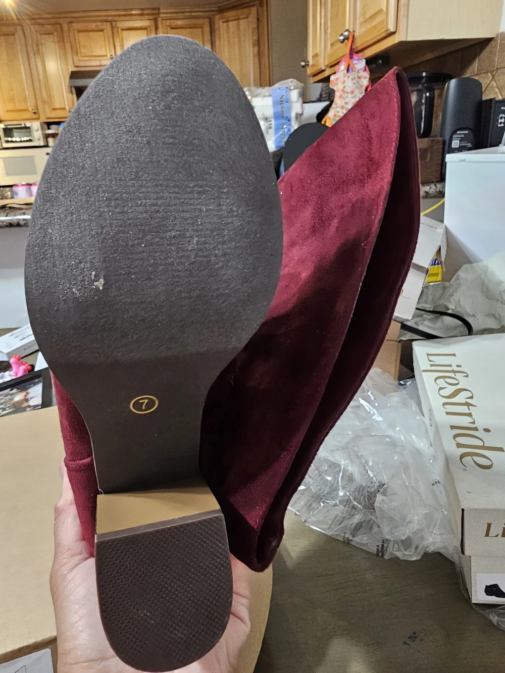 Journee Collection Over-the-Knee Suede Boots in Wine